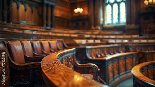 Classical council chamber with curved seating arrangement