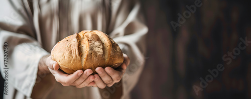 Jesus Christ holding the bread