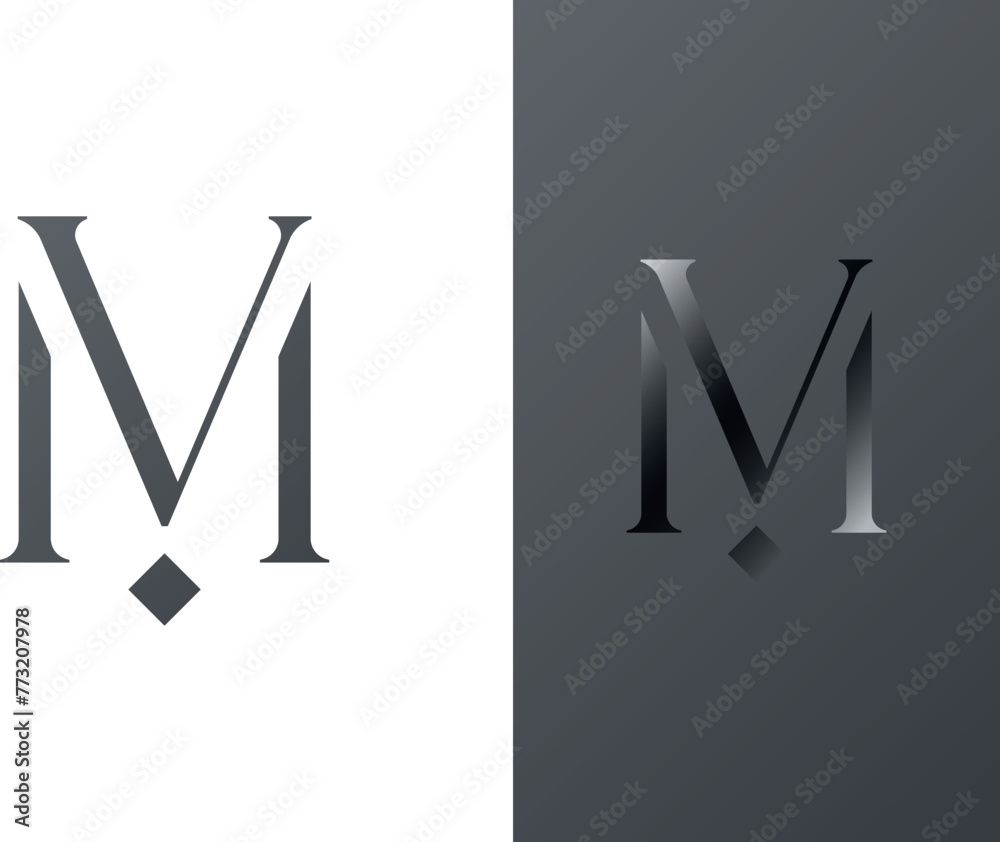 Initial MV, VM, M, V letters logo monogram elegant style Initial MV, VM, M, V letters logo monogram elegant style
