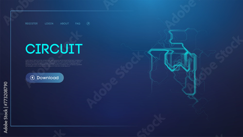 Blue circuit design for technology background