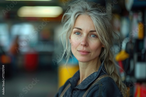 Gas station female employee