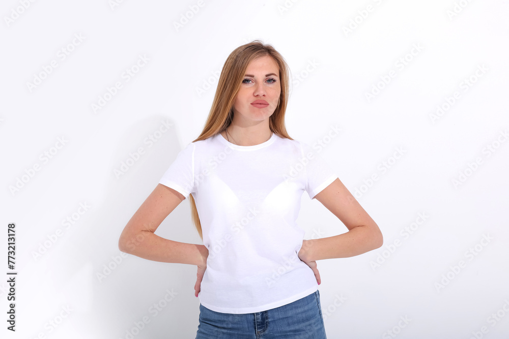 emotional girl on white background emotional girl on white background
