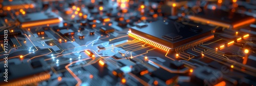 A schematic of a nanoelectronic circuit, illustrating the miniaturization of technology components photo