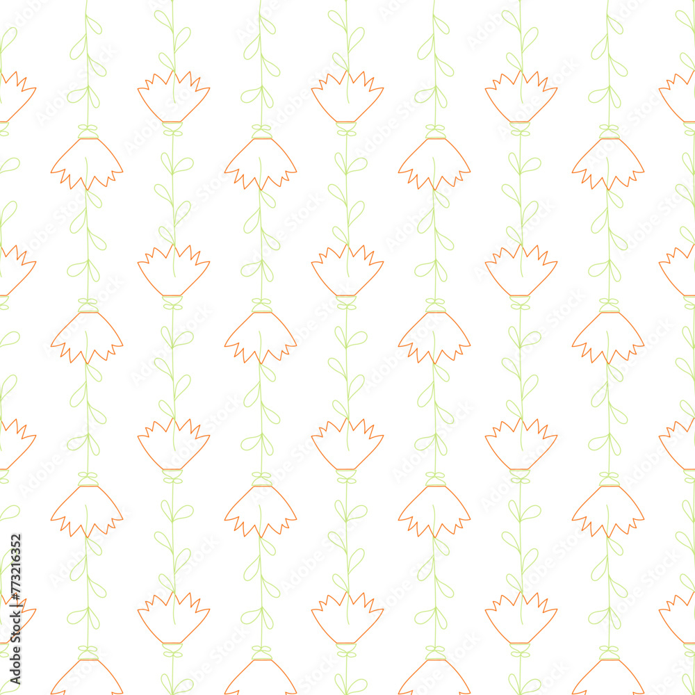 Minimalist style seamless vector with floral elements. Minimalist style seamless vector with floral elements.