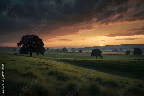 sunset in the countryside