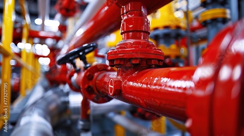 A closeup of a refinerys fire suppression system, highlighting the safety measures in place for fire prevention