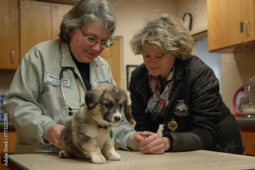 Veterinarian Caring for Puppy