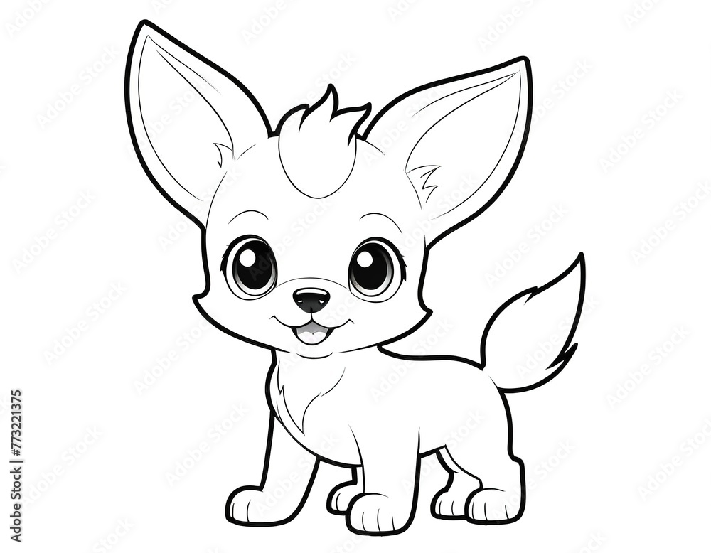 cartoon coloring pages with a small cute little dog with big eyes