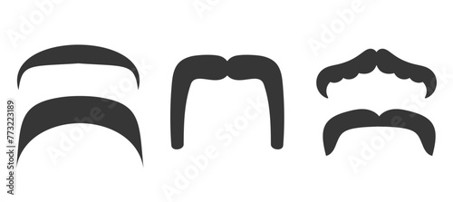 Black Silhouettes of Horseshoe Mustache, Distinctive Facial Hair Style That Resembles An Upside-down Horseshoe