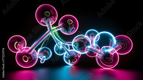 a group of glowing spheres photo