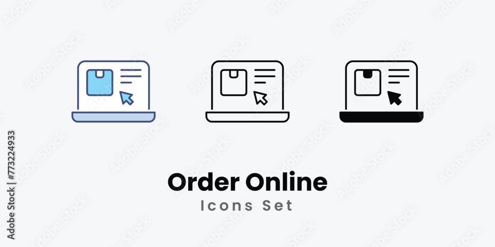 Order Online icon thin line and glyph vector icon stock illustration Order Online icon thin line and glyph vector icon stock illustration