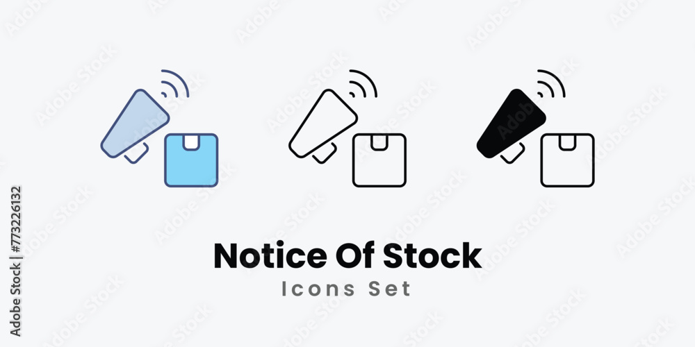 Notice Of Stock icon thin line and glyph vector icon stock illustration