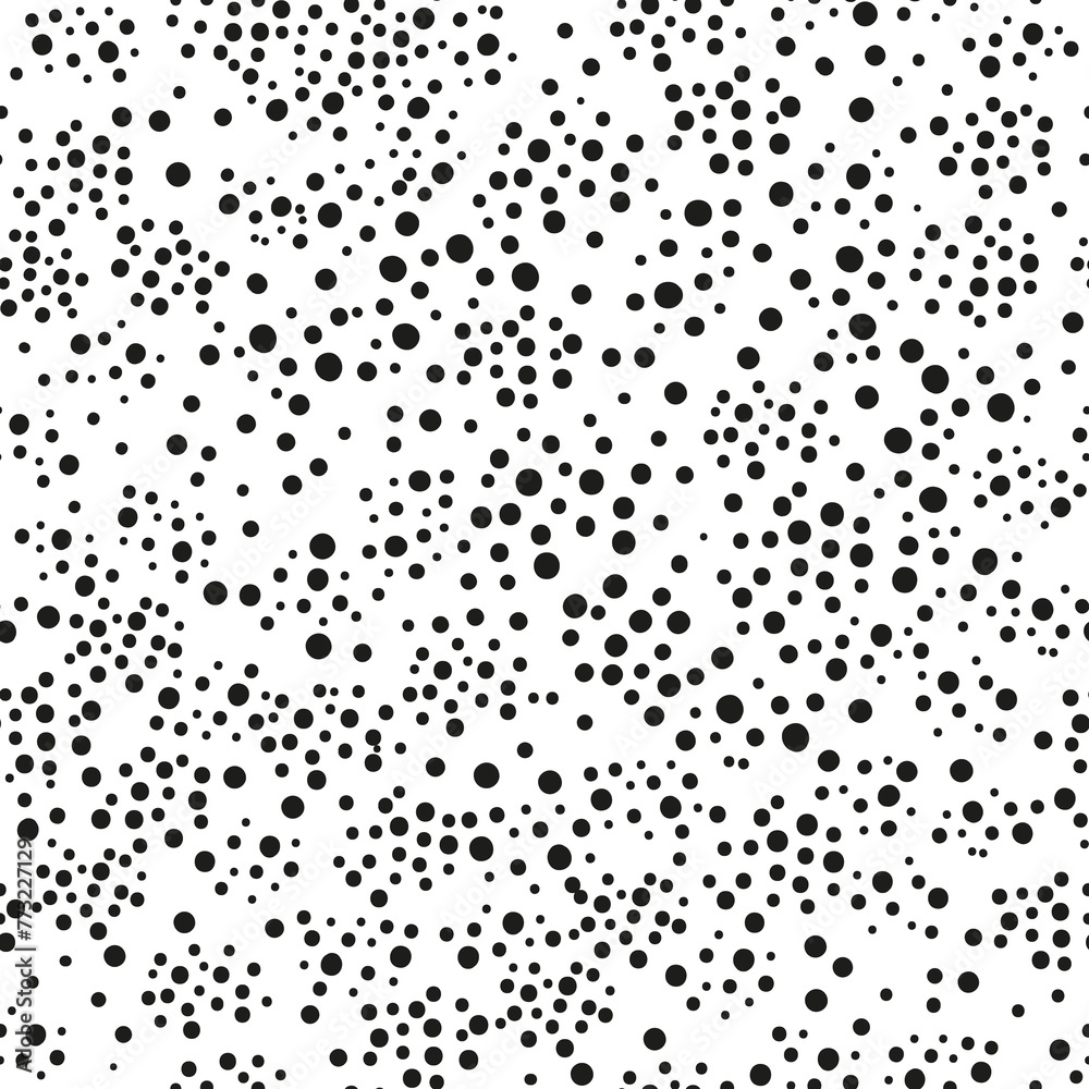 Monochrome graphical seamless pattern. Many black grey dots on a transparent background. Abstract background with different circles. Decorative design element. Minimalist print for your projects. Monochrome graphical seamless pattern. Many black grey dots on a transparent background. Abstract background with different circles. Decorative design element. Minimalist print for your projects.