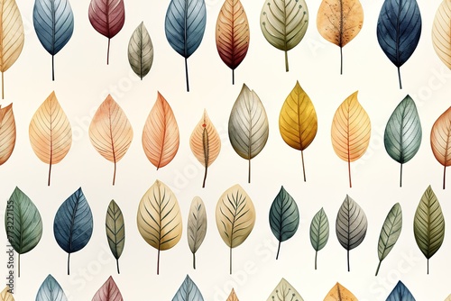 Autumn leaves watercolor seamless pattern Generative AI