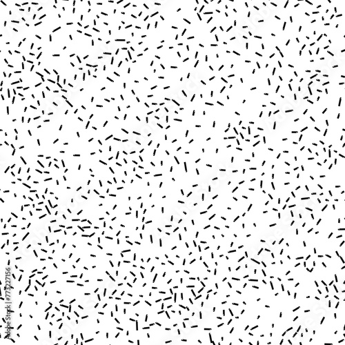 Many black short line on transparent background. Monochrome seamless pattern. Abstract background with different random lines. Decorative design element for web. Minimalist print for your projects.