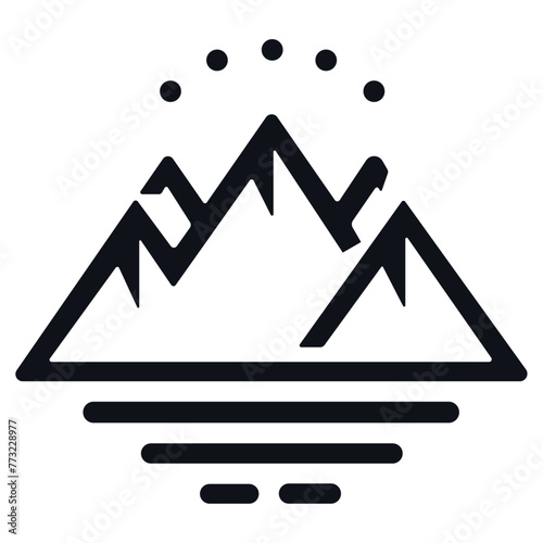 Peak Emblem: A Mountain Illustration Designed for Versatile Use as an Icon and Logo, Symbolizing Strength, Adventure, and Nature's Grandeur.