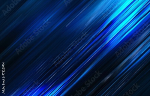 Blue diagonal lines on black background, abstract technology banner design with light effect Generative AI