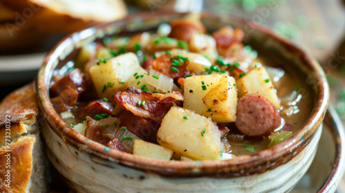 Traditional irish coddle in ceramic bowl