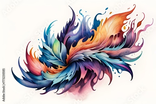 Phoenix Feather Flare: Vivid Abstract Illustration. Striking abstract artwork resembling a phoenix feather, ideal for impactful designs and inspirational creative projects.