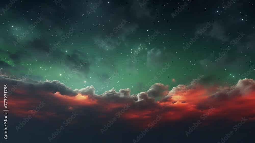 Red and Blue Cloudy Sky Background with Stars