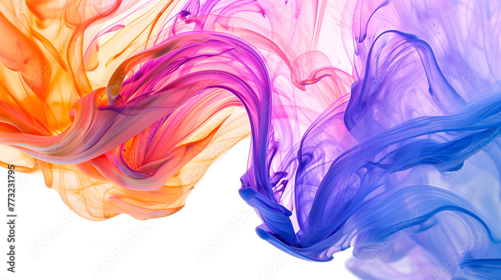 abstract colorful background with paint splashes, Moving the color smoke on a white background 
