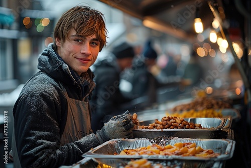 Shelter for refugees, free food handing out © Boris