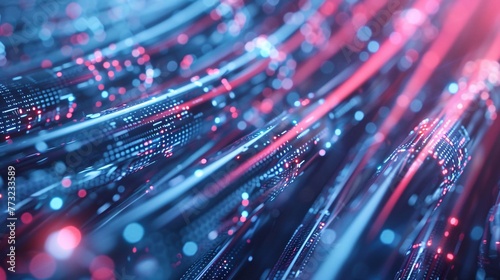 A close-up of network cables against a fiber optical background, showcasing the backbone of data centers. Illustrating the intricate web of connectivity powering modern technology