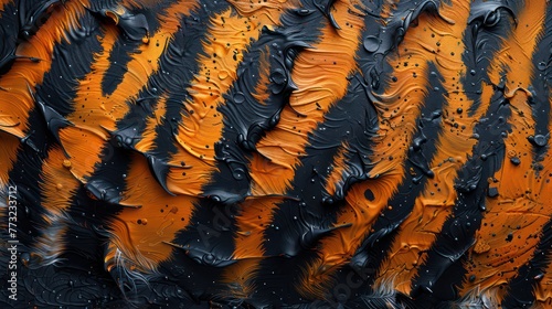 Brindle orange black striped abstract background, tiger pattern. Generative AI