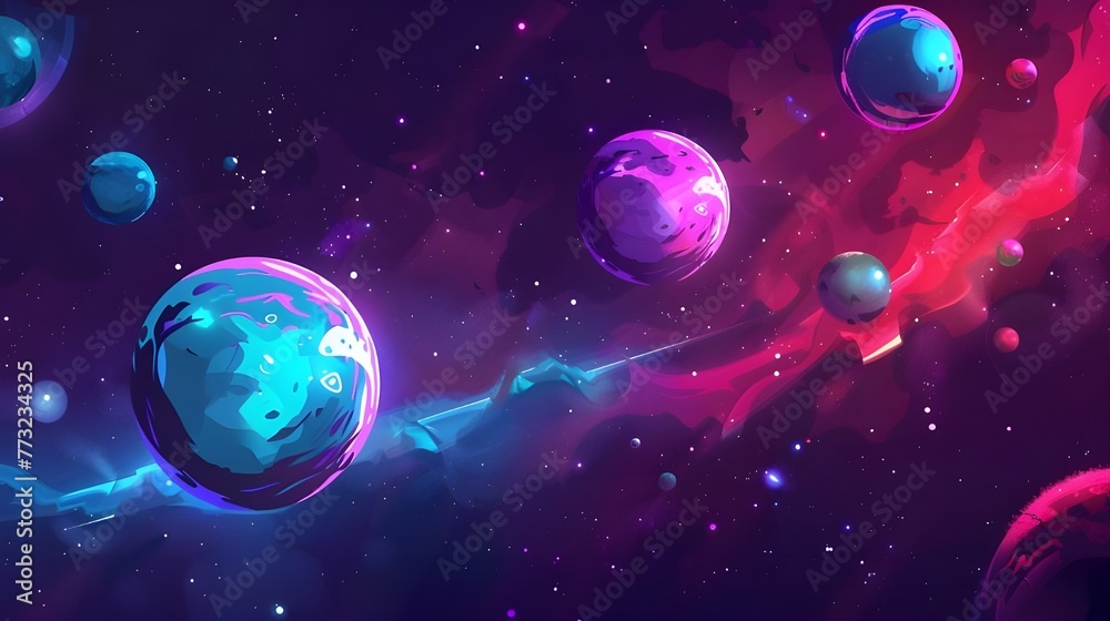 Fototapeta premium Space background with colorful planet and star