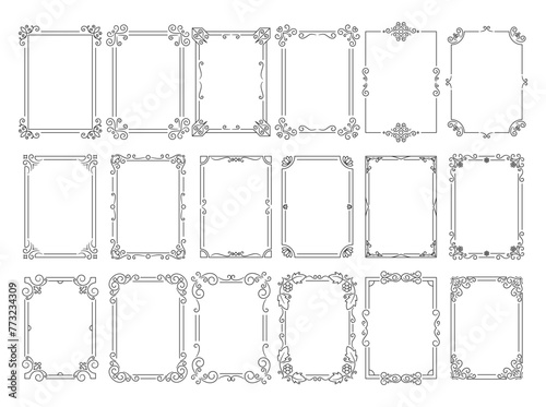 Vintage Frames Set. Ornate, Aged Borders Featuring Intricate Patterns Or Motifs Reminiscent Of Past Eras