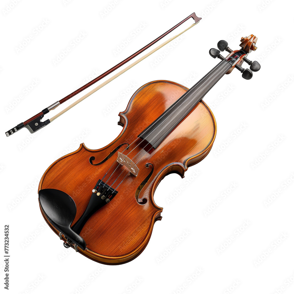 Fototapeta premium Elegant Viola and Bow Isolated on Transparent