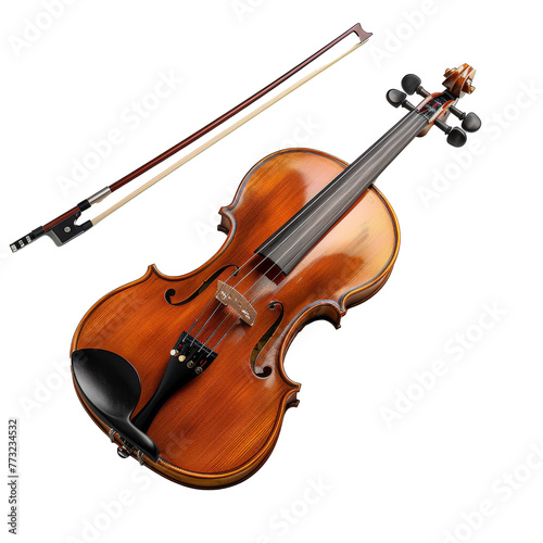 Elegant Viola and Bow Isolated on Transparent