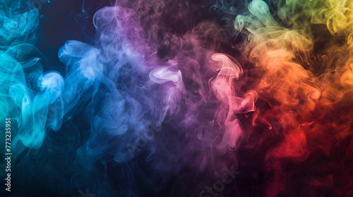 Design elements beautiful multicolored smoke clouds on a black background Abstract smoke on a black background ,Colorful cloud of smoke, Abstract colorful liquid water. Blue abstract