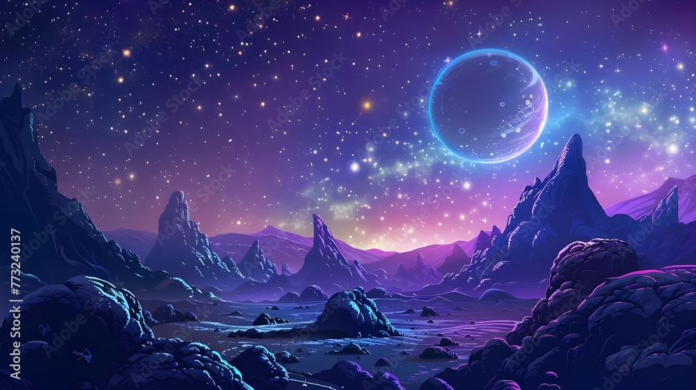 Obraz premium Space background with colorful planet and star