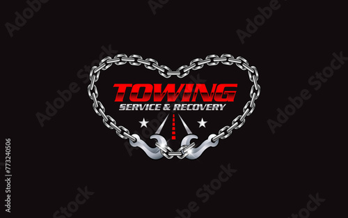 Illustration vector graphic of towing truck service logo design suitable for the automotive company