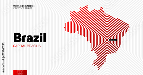 Abstract map of Brazil with red hexagon lines