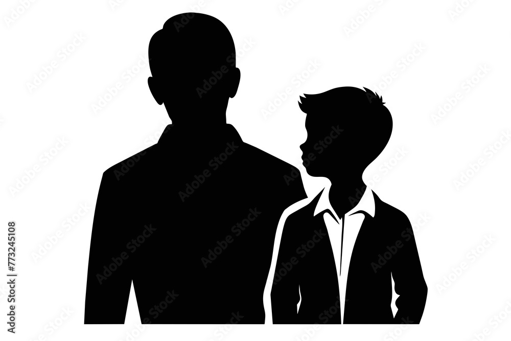 father and son, father's day themes silhouette image vector illustration,white background