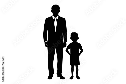 father and son, father's day themes silhouette image vector illustration,white background
