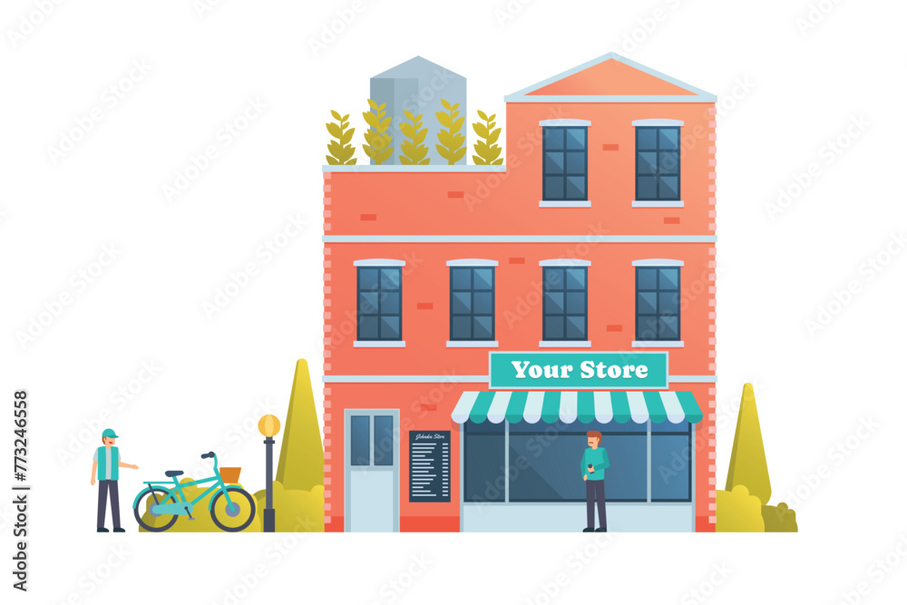 Shop and store building vector illustration premium detail flat style isolated.
