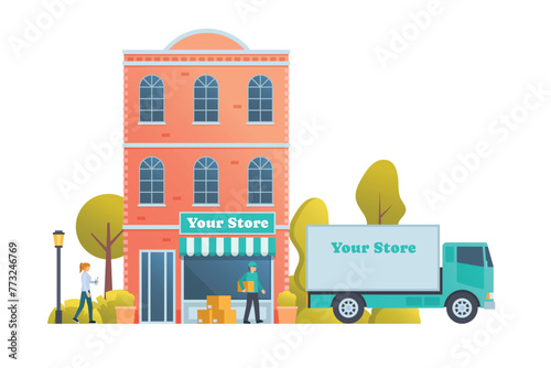 Shop and store building vector illustration premium detail flat style isolated.