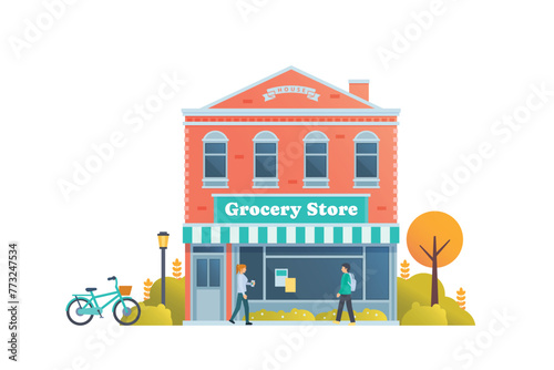Shop and store building vector illustration premium detail flat style isolated.
