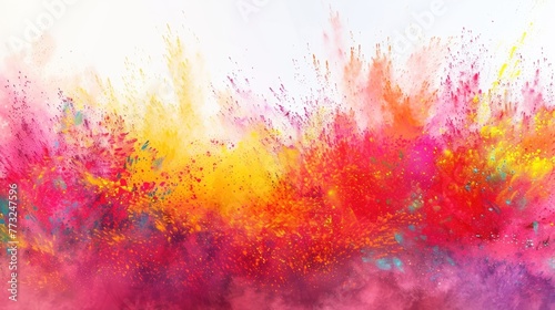 Сolorful rainbow holi paint color powder explosion isolated on white, panorama background with free place for text