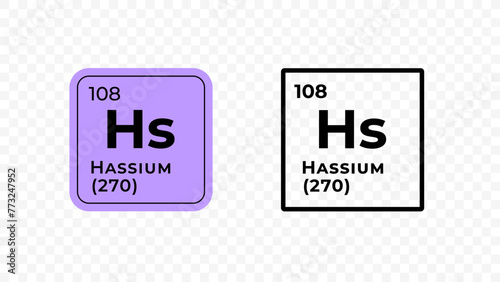 Hassium, chemical element of the periodic table vector design