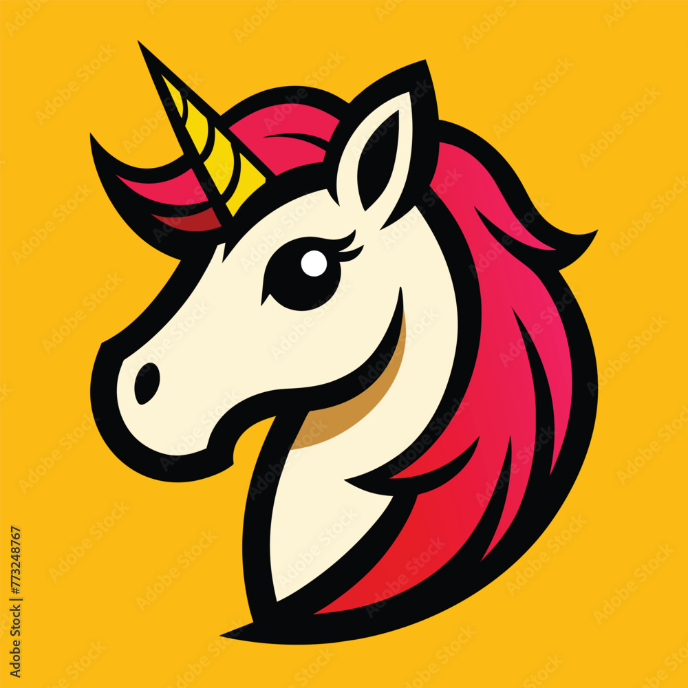 Unicorn head, Unicorn Head Icon Flat Graphic Design