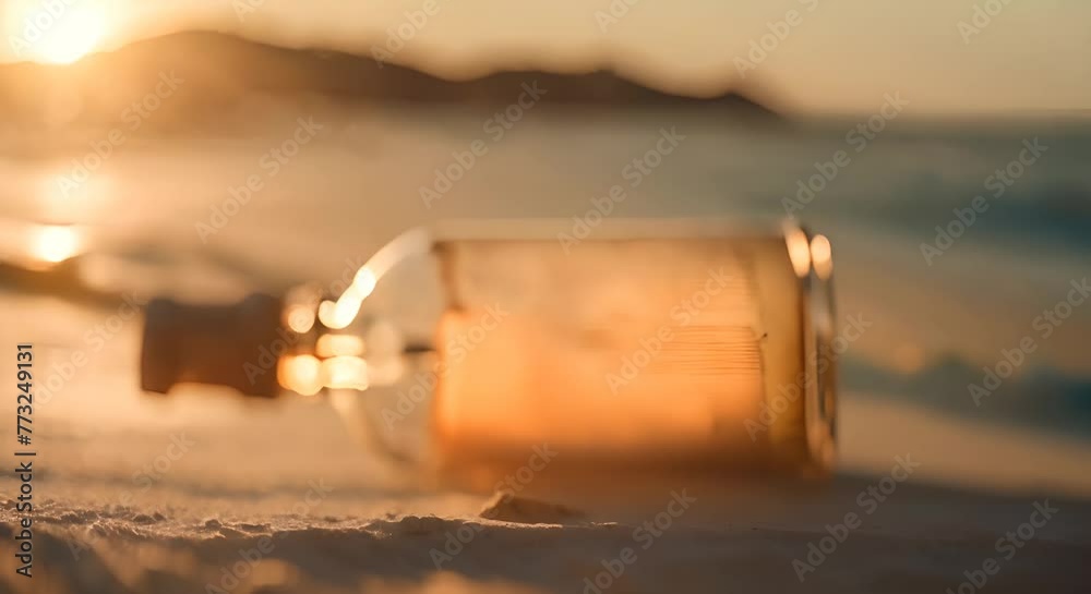 Message in a bottle on a beach.