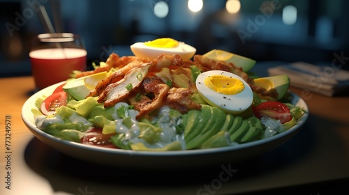 Chicken Cobb Salad with Bacon, Eggs, and Avocado