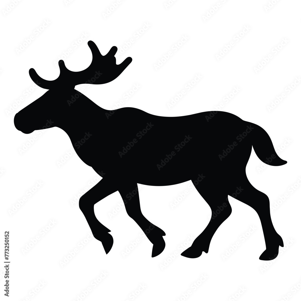 silhouette of a Moose on white