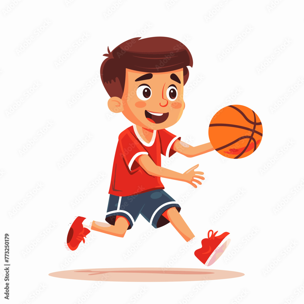 Cute little boy playing basketball. Vector illustration in cartoon style. Cute little boy playing basketball. Vector illustration in cartoon style.