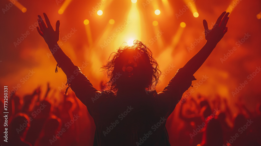 Christian worship with praise to God Ready to raise your hand at the Christian music concert.generative ai Christian worship with praise to God Ready to raise your hand at the Christian music concert.generative ai