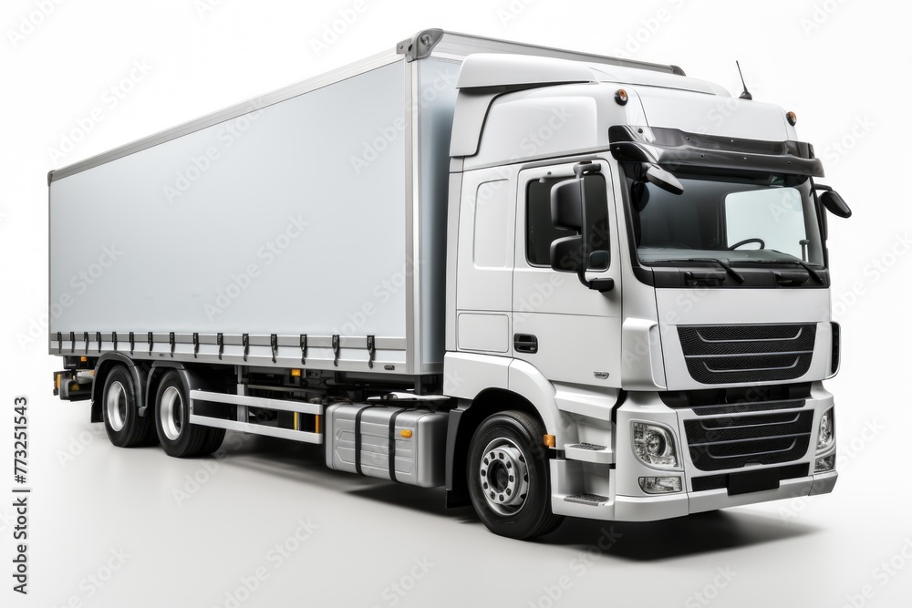 Modern Small semi trailer truck isolated on white background Modern Small semi trailer truck isolated on white background